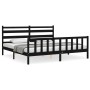 Estructura de cama con cabecero madera maciza negro 200x200 cm de vidaXL, Camas y somieres - Ref: Foro24-3192060, Precio: 203...