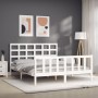 Estructura de cama con cabecero madera maciza blanco 160x200 cm de vidaXL, Camas y somieres - Ref: Foro24-3192112, Precio: 14...