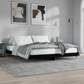 Black engineered wood bed frame 200x200 cm by vidaXL, Beds and slatted bases - Ref: Foro24-832110, Price: 122,06 €, Discount: %