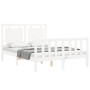 Estructura cama de matrimonio con cabecero madera maciza blanco de vidaXL, Camas y somieres - Ref: Foro24-3192137, Precio: 13...