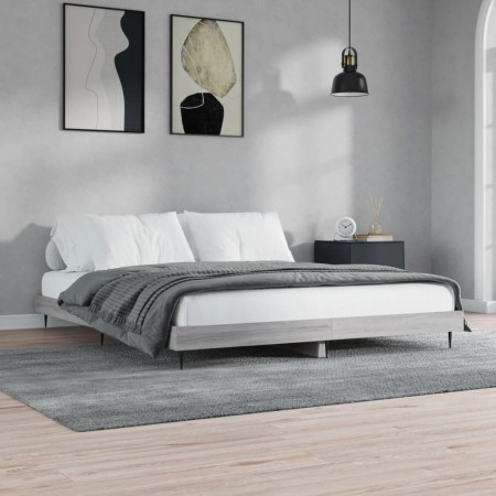 Estructura de cama madera de ingeniería gris Sonoma 140x200 cm de vidaXL, Camas y somieres - Ref: Foro24-832251, Precio: 107,...
