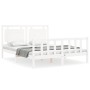 Estructura de cama matrimonio con cabecero madera maciza blanco de vidaXL, Camas y somieres - Ref: Foro24-3192172, Precio: 16...