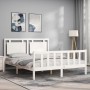 Estructura de cama matrimonio con cabecero madera maciza blanco de vidaXL, Camas y somieres - Ref: Foro24-3192172, Precio: 16...