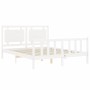 Estructura de cama matrimonio con cabecero madera maciza blanco de vidaXL, Camas y somieres - Ref: Foro24-3192172, Precio: 16...