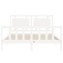 Estructura de cama matrimonio con cabecero madera maciza blanco de vidaXL, Camas y somieres - Ref: Foro24-3192172, Precio: 16...