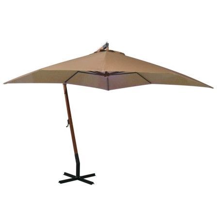 Sombrilla colgante con palo madera maciza abeto gris taupe 3x3m de vidaXL, Sombrillas - Ref: Foro24-313775, Precio: 144,22 €,...