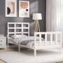 Estructura de cama con cabecero madera maciza blanco 90x200 cm de vidaXL, Camas y somieres - Ref: Foro24-3192087, Precio: 95,...