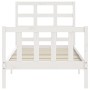 Estructura de cama con cabecero madera maciza blanco 90x200 cm de vidaXL, Camas y somieres - Ref: Foro24-3192087, Precio: 95,...