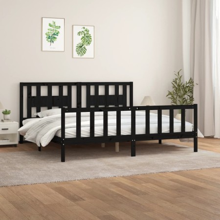 Estructura de cama con cabecero madera de pino negro 200x200cm de vidaXL, Camas y somieres - Ref: Foro24-3188190, Precio: 209...