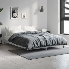 Estructura de cama madera de ingeniería gris hormigón 140x190cm de vidaXL, Camas y somieres - Ref: Foro24-832281, Precio: 116...