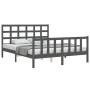 Estructura de cama matrimonio con cabecero madera maciza gris de vidaXL, Camas y somieres - Ref: Foro24-3192108, Precio: 149,...