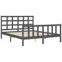 Estructura de cama matrimonio con cabecero madera maciza gris de vidaXL, Camas y somieres - Ref: Foro24-3192108, Precio: 149,...