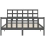Estructura de cama matrimonio con cabecero madera maciza gris de vidaXL, Camas y somieres - Ref: Foro24-3192108, Precio: 149,...
