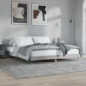 Sonoma gray engineered wood bed frame 200x200 cm by vidaXL, Beds and slatted bases - Ref: Foro24-832115, Price: 122,57 €, Dis...