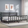 Estructura de cama con cabecero madera maciza gris 200x200 cm de vidaXL, Camas y somieres - Ref: Foro24-3192058, Precio: 167,...