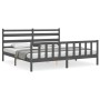 Estructura de cama con cabecero madera maciza gris 200x200 cm de vidaXL, Camas y somieres - Ref: Foro24-3192058, Precio: 167,...