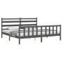 Estructura de cama con cabecero madera maciza gris 200x200 cm de vidaXL, Camas y somieres - Ref: Foro24-3192058, Precio: 167,...