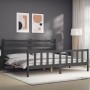 Estructura de cama con cabecero madera maciza gris 200x200 cm de vidaXL, Camas y somieres - Ref: Foro24-3192058, Precio: 167,...