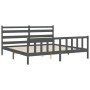 Estructura de cama con cabecero madera maciza gris 200x200 cm de vidaXL, Camas y somieres - Ref: Foro24-3192058, Precio: 167,...