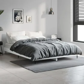 White engineered wood bed frame 135x190 cm by vidaXL, Beds and slatted bases - Ref: Foro24-832285, Price: 99,85 €, Discount: %
