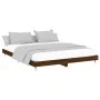 Oak brown engineered wood bed frame 200x200 cm by vidaXL, Beds and slatted bases - Ref: Foro24-832116, Price: 124,62 €, Disco...