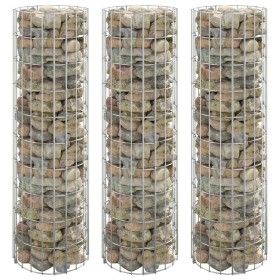 Arriate gaviones circular 3 uds acero galvanizado Ø30x100 cm de vidaXL, Maceteros y jardineras - Ref: Foro24-152020, Precio: ...