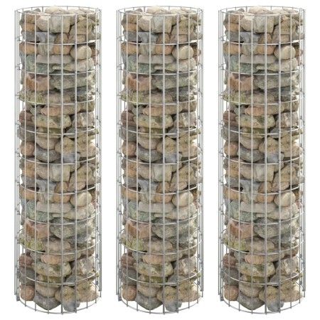 Arriate gaviones circular 3 uds acero galvanizado Ø30x100 cm de vidaXL, Maceteros y jardineras - Ref: Foro24-152020, Precio: ...