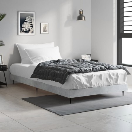 Estructura de cama madera de ingeniería gris hormigón 90x200cm de vidaXL, Camas y somieres - Ref: Foro24-832273, Precio: 74,1...