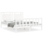 Estructura de cama con cabecero madera maciza blanco 160x200 cm de vidaXL, Camas y somieres - Ref: Foro24-3192177, Precio: 16...