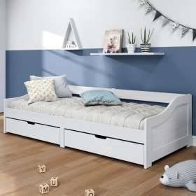Sofá cama con 2 cajones madera maciza pino blanca IRUN 90x200cm de vidaXL, Camas y somieres - Ref: Foro24-3185210, Precio: 24...