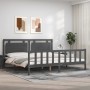 Estructura de cama con cabecero madera maciza gris 200x200 cm de vidaXL, Camas y somieres - Ref: Foro24-3192188, Precio: 187,...