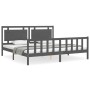 Estructura de cama con cabecero madera maciza gris 200x200 cm de vidaXL, Camas y somieres - Ref: Foro24-3192188, Precio: 187,...