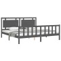 Estructura de cama con cabecero madera maciza gris 200x200 cm de vidaXL, Camas y somieres - Ref: Foro24-3192188, Precio: 187,...