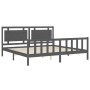 Estructura de cama con cabecero madera maciza gris 200x200 cm de vidaXL, Camas y somieres - Ref: Foro24-3192188, Precio: 187,...