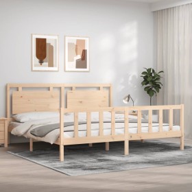 Estructura de cama con cabecero madera maciza 200x200 cm de vidaXL, Camas y somieres - Ref: Foro24-3192186, Precio: 176,89 €,...