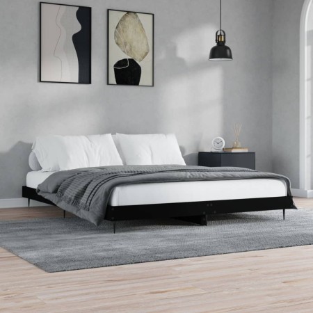 Estructura de cama madera de ingeniería negra 140x200 cm de vidaXL, Camas y somieres - Ref: Foro24-832246, Precio: 107,46 €, ...