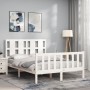 Estructura cama de matrimonio con cabecero madera maciza blanco de vidaXL, Camas y somieres - Ref: Foro24-3192202, Precio: 13...