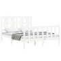 Double bed frame with white solid wood headboard by vidaXL, Beds and slatted bases - Ref: Foro24-3192202, Price: 133,14 €, Di...