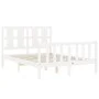 Double bed frame with white solid wood headboard by vidaXL, Beds and slatted bases - Ref: Foro24-3192202, Price: 133,14 €, Di...