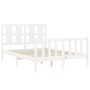 Estructura cama de matrimonio con cabecero madera maciza blanco de vidaXL, Camas y somieres - Ref: Foro24-3192202, Precio: 13...