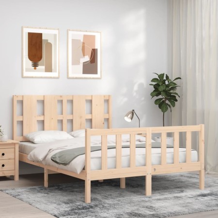 Estructura de cama con cabecero madera maciza 120x200 cm de vidaXL, Camas y somieres - Ref: Foro24-3192226, Precio: 122,85 €,...