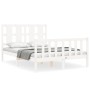 Estructura de cama con cabecero madera maciza blanco 140x200 cm de vidaXL, Camas y somieres - Ref: Foro24-3192232, Precio: 13...