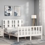 Estructura de cama con cabecero madera maciza blanco 140x200 cm de vidaXL, Camas y somieres - Ref: Foro24-3192232, Precio: 13...