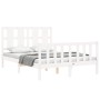 Estructura de cama con cabecero madera maciza blanco 140x200 cm de vidaXL, Camas y somieres - Ref: Foro24-3192232, Precio: 13...