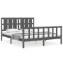 Estructura de cama matrimonio con cabecero madera maciza gris de vidaXL, Camas y somieres - Ref: Foro24-3192238, Precio: 162,...