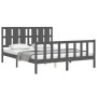 Estructura de cama matrimonio con cabecero madera maciza gris de vidaXL, Camas y somieres - Ref: Foro24-3192238, Precio: 162,...
