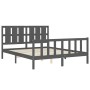 Estructura de cama matrimonio con cabecero madera maciza gris de vidaXL, Camas y somieres - Ref: Foro24-3192238, Precio: 162,...