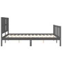 Estructura de cama matrimonio con cabecero madera maciza gris de vidaXL, Camas y somieres - Ref: Foro24-3192238, Precio: 162,...