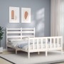 Estructura cama de matrimonio con cabecero madera maciza blanco de vidaXL, Camas y somieres - Ref: Foro24-3192007, Precio: 12...