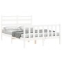 Estructura cama de matrimonio con cabecero madera maciza blanco de vidaXL, Camas y somieres - Ref: Foro24-3192007, Precio: 12...
